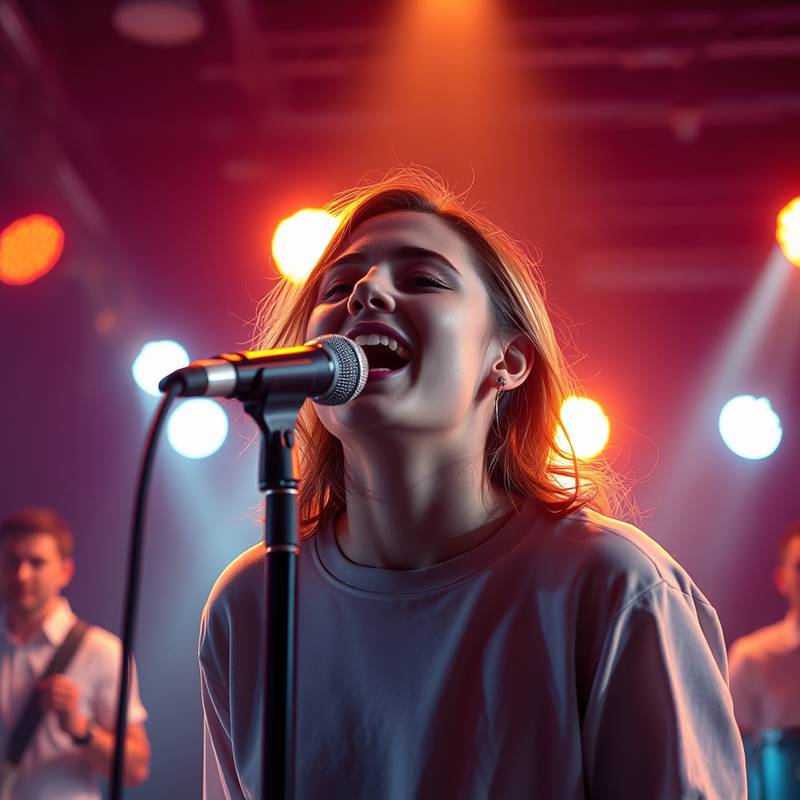 Cantora em um videoclipe profissional